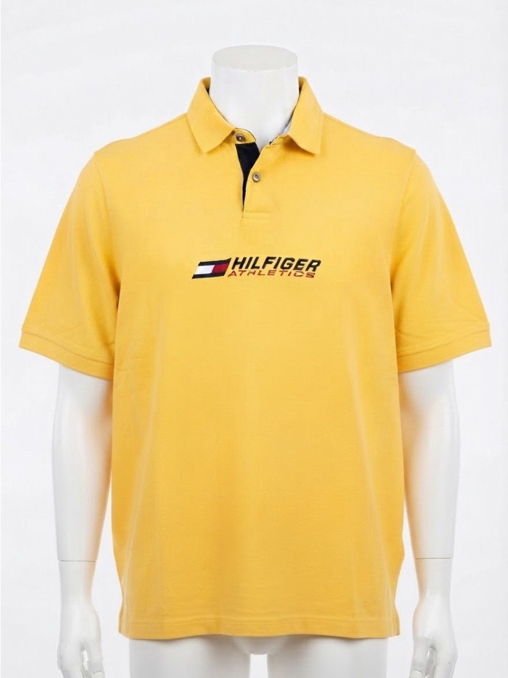 Hilfiger Athletics Vintage Yellow Polo Shirt Retro 90s Tommy XL Streetwear